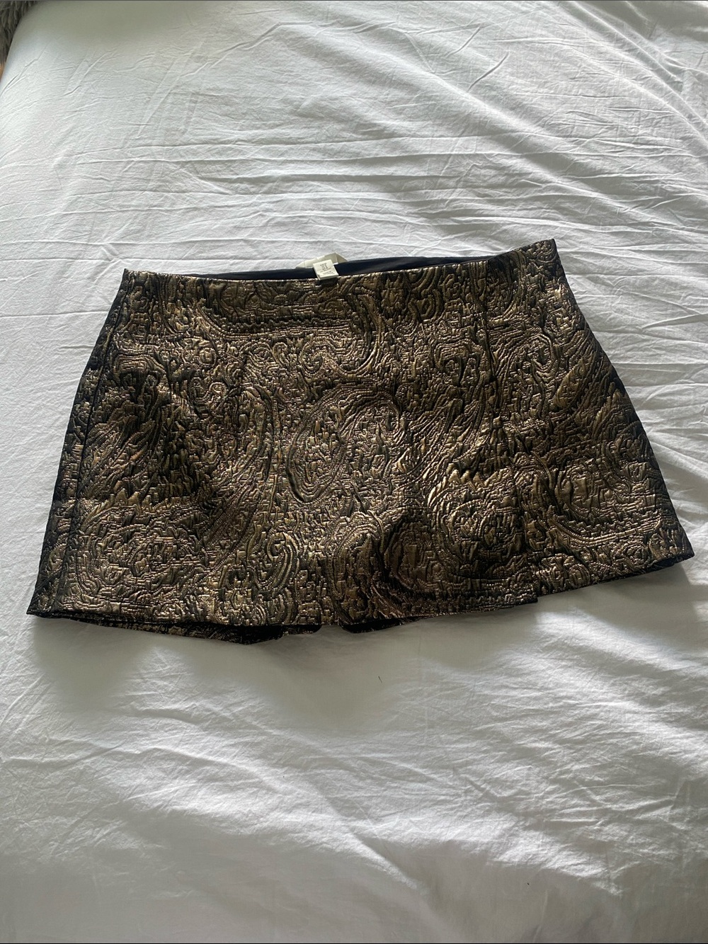 Metallic Brocade Mini Skort - Black & Gold